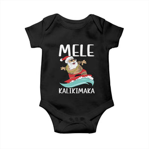 Hawaiian Christmas Baby Onesie Mele Kalikimaka Hawaii Surfing Santa Tropical Beach TS10 Black Print Your Wear