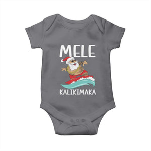 Hawaiian Christmas Baby Onesie Mele Kalikimaka Hawaii Surfing Santa Tropical Beach TS10 Charcoal Print Your Wear