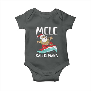 Hawaiian Christmas Baby Onesie Mele Kalikimaka Hawaii Surfing Santa Tropical Beach TS10 Dark Heather Print Your Wear