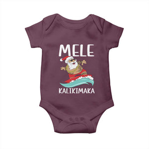 Hawaiian Christmas Baby Onesie Mele Kalikimaka Hawaii Surfing Santa Tropical Beach TS10 Maroon Print Your Wear