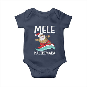 Hawaiian Christmas Baby Onesie Mele Kalikimaka Hawaii Surfing Santa Tropical Beach TS10 Navy Print Your Wear
