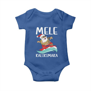 Hawaiian Christmas Baby Onesie Mele Kalikimaka Hawaii Surfing Santa Tropical Beach TS10 Royal Blue Print Your Wear