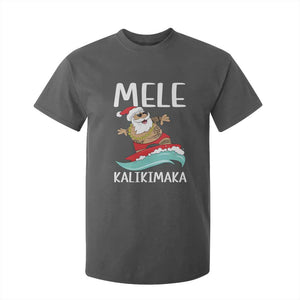Hawaiian Christmas T Shirt For Kid Mele Kalikimaka Hawaii Surfing Santa Tropical Beach TS10 Dark Heather Print Your Wear