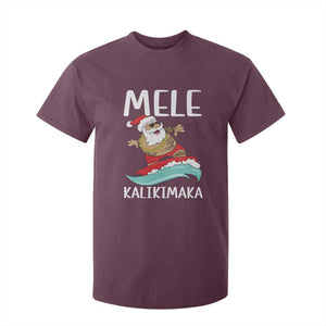 Hawaiian Christmas T Shirt For Kid Mele Kalikimaka Hawaii Surfing Santa Tropical Beach TS10 Maroon Print Your Wear