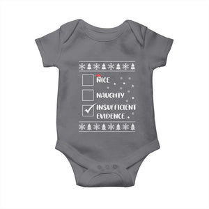 Funny Christmas Santa Baby Onesie Nice Naughty Insufficient Evidence Xmas List TS10 Charcoal Print Your Wear