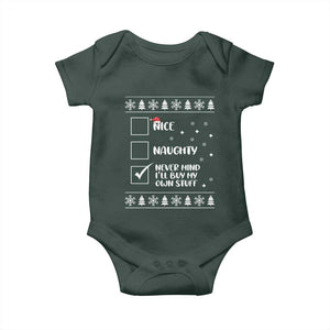 Funny Christmas Santa Baby Onesie Nice Naughty Never Mind I'll Buy My Own Stuff Xmas List TS10 Print Your Wear