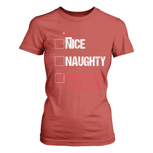 Christmas Santa T Shirt For Women Nice Naughty Insufficient Evidence Xmas List TS10 Red Print Your Wear