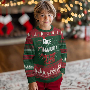 Santa Ugly Christmas Sweater Nice Naughty Never Mind I'll Buy My Own Stuff Xmas List TS10 Christmas Print Your Wear