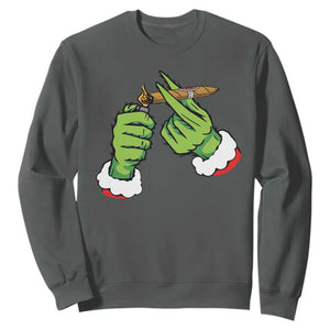 Pothead Christmas Sweatshirt Cannabis Weed Adult Christmas Party TS10 Dark Heather Print Your Wear