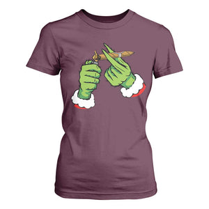 Pothead Christmas T Shirt For Women Cannabis Weed Adult Christmas Party TS10 Maroon Print Your Wear