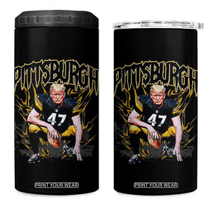 Vintage Pittsburgh 4 in 1 Can Cooler Tumbler Retro Sports Fan Trump 47 Streetwear Bootleg TS10 One Size: 16 oz Black Print Your Wear
