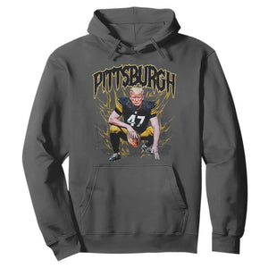 Vintage Pittsburgh Hoodie Retro Sports Fan Trump 47 Streetwear Bootleg TS10 Dark Heather Print Your Wear