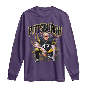 Vintage Pittsburgh Long Sleeve Shirt Retro Sports Fan Trump 47 Streetwear Bootleg TS10 Purple Print Your Wear