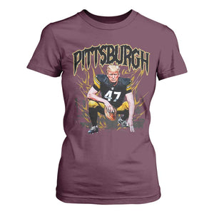 Vintage Pittsburgh T Shirt For Women Retro Sports Fan Trump 47 Streetwear Bootleg TS10 Maroon Print Your Wear