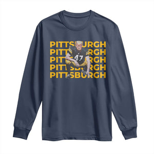PFS Trump Football Long Sleeve Shirt Vintage Athletic Sports Fan Game Day TS10 Navy Print Your Wear