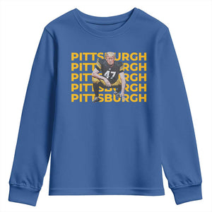 PFS Trump Football Youth Sweatshirt Vintage Athletic Sports Fan Game Day TS10 Royal Blue Print Your Wear