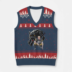 PFS Trump Football V-Neck Knit Sweater Vest Vintage Athletic Sports Fan Mascot Game Day TS10 Navy Red Print Your Wear