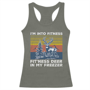 Hunting Racerback Tank Top I'm Into Fitness Fit'ness Deer In My Freezer Gift for Hunter TS10 Military Green Print Your Wear