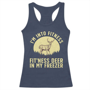 Hunting Racerback Tank Top I'm Into Fitness Fit'ness Deer In My Freezer Deer Hunter TS10 Navy Print Your Wear