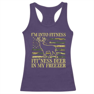 Hunting Racerback Tank Top I'm Into Fitness Fit'ness Deer In My Freezer Camo Flag TS10 Purple Print Your Wear