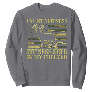 Hunting Sweatshirt I'm Into Fitness Fit'ness Deer In My Freezer Camo Flag TS10 Charcoal Print Your Wear