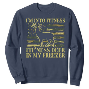 Hunting Sweatshirt I'm Into Fitness Fit'ness Deer In My Freezer Camo Flag TS10 Navy Print Your Wear