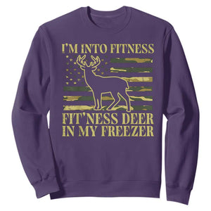 Hunting Sweatshirt I'm Into Fitness Fit'ness Deer In My Freezer Camo Flag TS10 Purple Print Your Wear