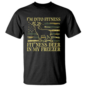 Hunting T Shirt I'm Into Fitness Fit'ness Deer In My Freezer Camo Flag TS10 Black Print Your Wear