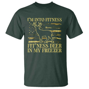 Hunting T Shirt I'm Into Fitness Fit'ness Deer In My Freezer Camo Flag TS10 Dark Forest Green Print Your Wear
