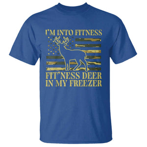 Hunting T Shirt I'm Into Fitness Fit'ness Deer In My Freezer Camo Flag TS10 Royal Blue Print Your Wear