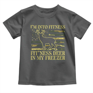 Hunting Toddler T Shirt I'm Into Fitness Fit'ness Deer In My Freezer Camo Flag TS10 Dark Heather Print Your Wear