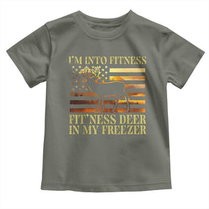 Hunting Toddler T Shirt I'm Into Fitness Fit'ness Deer In My Freezer American Flag TS10 Military Green Print Your Wear