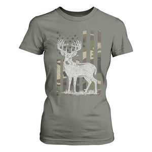 Deer Hunting American Camouflage Flag T Shirt For Women TS10 Military Green Print Your Wear