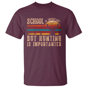 School Is Important But Hunting Is Importanter T Shirt Retro Deer Hunting Boy TS10 Maroon Print Your Wear