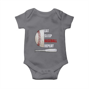 Baseball Player Baby Onesie Retro Funny Eat Sleep Baseball Repeat TS10 Charcoal Print Your Wear