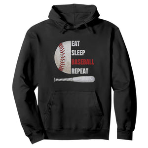 Baseball Player Hoodie Retro Funny Eat Sleep Baseball Repeat TS10 Black Print Your Wear
