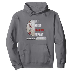 Baseball Player Hoodie Retro Funny Eat Sleep Baseball Repeat TS10 Charcoal Print Your Wear
