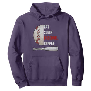 Baseball Player Hoodie Retro Funny Eat Sleep Baseball Repeat TS10 Purple Print Your Wear