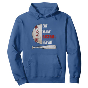 Baseball Player Hoodie Retro Funny Eat Sleep Baseball Repeat TS10 Royal Blue Print Your Wear