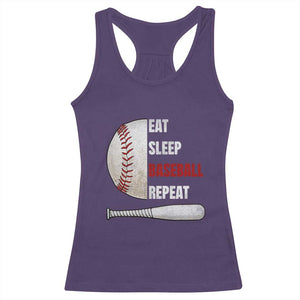 Baseball Player Racerback Tank Top Retro Funny Eat Sleep Baseball Repeat TS10 Purple Print Your Wear