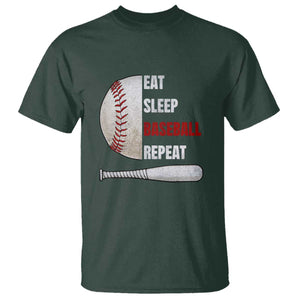 Baseball Player T Shirt Retro Funny Eat Sleep Baseball Repeat TS10 Dark Forest Green Print Your Wear
