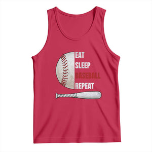 Baseball Player Tank Top Retro Funny Eat Sleep Baseball Repeat TS10 Red Print Your Wear