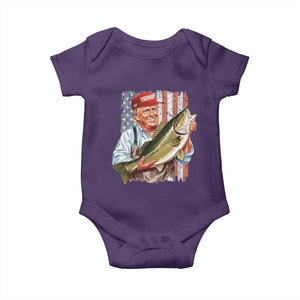 Patriotic Fisherman Baby Onesie American Flag Bass Fish Fisherman Trump TS10 Purple Print Your Wear