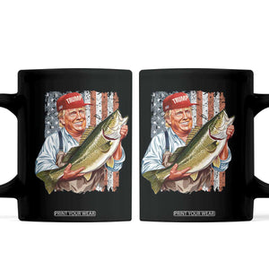 Patriotic Fisherman Coffee Mug American Flag Bass Fish Fisherman Trump TS10 Black Print Your Wear