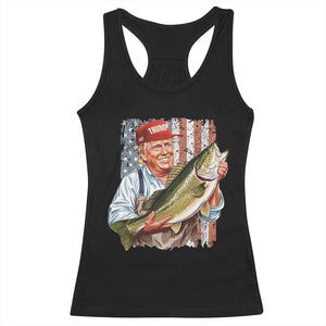 Patriotic Fisherman Racerback Tank Top American Flag Bass Fish Fisherman Trump TS10 Black Print Your Wear