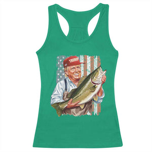 Patriotic Fisherman Racerback Tank Top American Flag Bass Fish Fisherman Trump TS10 Irish Green Print Your Wear