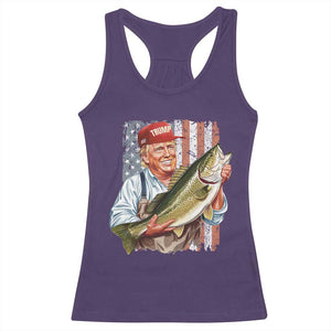 Patriotic Fisherman Racerback Tank Top American Flag Bass Fish Fisherman Trump TS10 Purple Print Your Wear