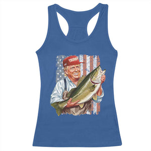 Patriotic Fisherman Racerback Tank Top American Flag Bass Fish Fisherman Trump TS10 Royal Blue Print Your Wear