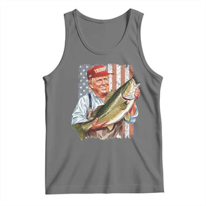 Patriotic Fisherman Tank Top American Flag Bass Fish Fisherman Trump TS10 Black Heather Print Your Wear