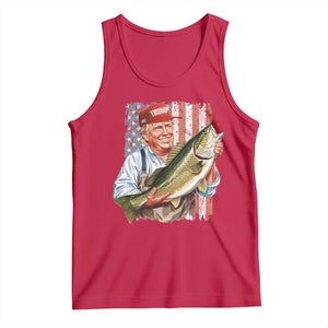 Patriotic Fisherman Tank Top American Flag Bass Fish Fisherman Trump TS10 Red Print Your Wear